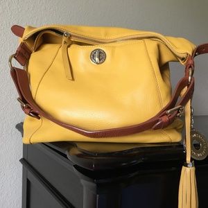 isaac Mizrahi Leather Yellow Hobo